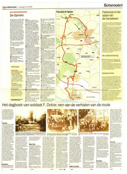 Bestand:De Opmars Fietsroute in het spoor van de Canadezen Uit het dagboek van soldaat F.Dobie. (Medium).JPG