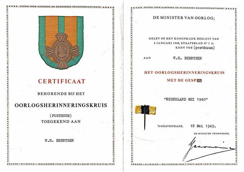 Bestand:Oorlogsherinneringskruis WH Berntsen.jpg